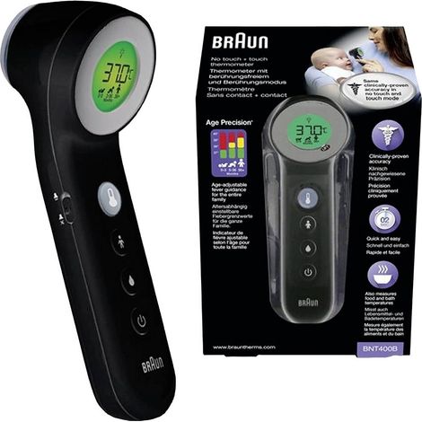 Braun No touch + touch schwarz Termometro per febbre Misurazione senza contatto