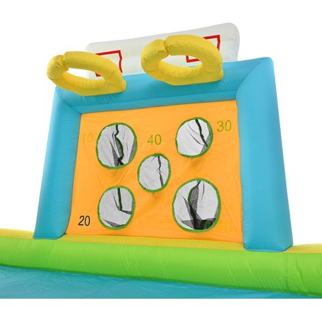 Kinder-Hüpfburg : une balançoire gonflable pour enfants de 3 à 10 ans. C’est un jeu d’extérieur doté de ventilateurs. La balançoire dispose également d’une rampe pour sauter (1/5)
