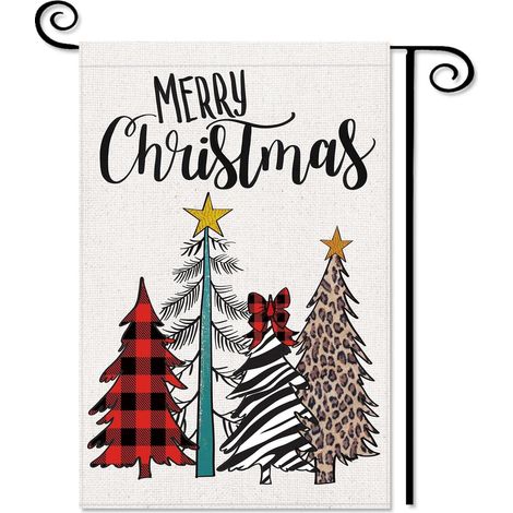 Drapeau De Jardin De Noël - Drapeau Extérieur Double Face En Toile De Jute 12x18 Pouces - Décoration Hivernale Pour Pelouse Et Entrée (1/5)