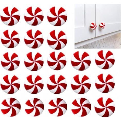 20 fundas para tiradores de armarios con forma de caramelos de menta navideños, fundas decorativas para pomos de armarios de cocina, alacenas y roperos. (1/4)