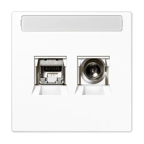 Jung Presa Smart-TV 1 posto, con campo di scrittura, termoplastica, serie LS, bianco alpino MMD LS 4521 WW