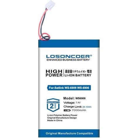 Batterie Polymère Li-ion 7000mAh LOSONCOER - Pour Satlink WS-6908 WS-6906 WS-6909 WS-6905 WS-6912 WS-6918 WS-6936 WS-6969 WS-6960 (1/4)