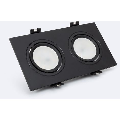 Pannello Downlight LED GU10 6W Orientabile Rettangolare PC Foro 75x150mm  No Flicker 6000K Nero Bianco Freddo