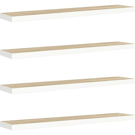 Scaffali a Parete Mensola da Parete 4 pz Rovere e Bianco 120x23,5x3,8 cm in MDF (1/5)