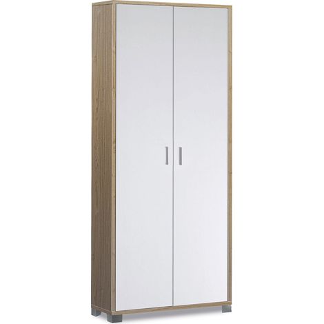 Armadio Multiuso 2 Ante 83x190x29 cm Noce Stelvio/Bianco Fiammato (1/3)