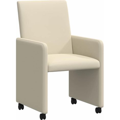 Maison Exclusive - Sedie da Pranzo con Ruote con ruote 2 pcs Crema 57 x 66 x 94 cm