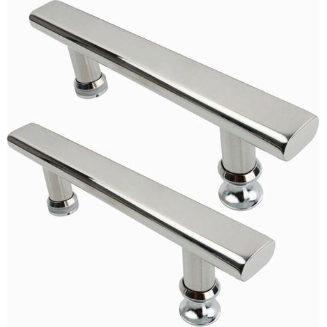 2x Poignée Porte de Douche en Acier Inoxydable Chromé 145mm Poignée de Porte pour Salle de Bain Cuisine - Transparent (1/5)