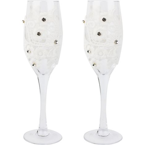 Verre À Vin Rouge - Couple De Flûtes À Champagne En Verre Pour Mariage Fiançailles - Lot De 2 (1/5)