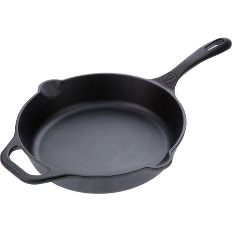 Victoria 36706 Poêle en Fonte Naturelle Induction 30cm, Convient pour le Feu, Barbecue, Four Noir (1/5)