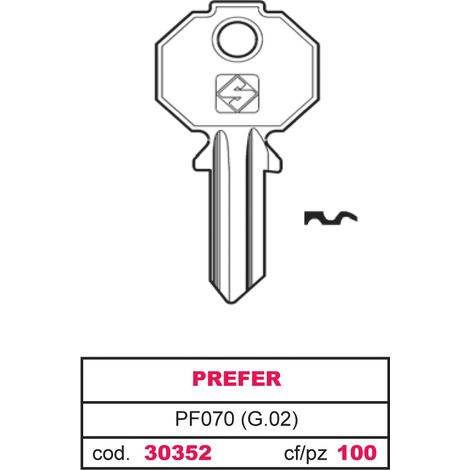 Silca CHIAVE OTTONE PF070 (G.VAC 0) PREFER 20.00 pz