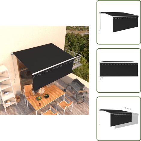 The Living Store Auvent manuel rétractable avec store 3x2,5 m Anthracite - Auvent rétractable (1/5)
