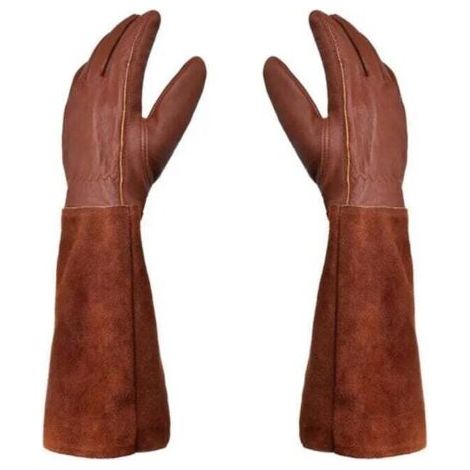 Unisex-Gartenhandschuhe – Paar Gartenhandschuhe – Lederschutz – Gartenhandschuhe für Dornen und Brombeeren und Arbeitshandschuhe – Braun – M