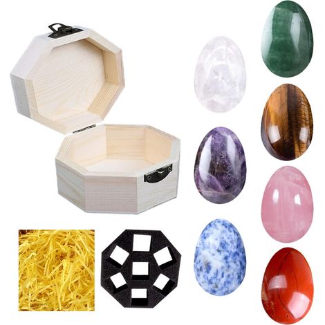 Ensemble de pierres précieuses en forme d'oeuf de Chakra 7 Pierres de cristal de guérison Chakra Cristaux naturels de guérison Reiki Pierres précieuses pour la thérapie de cristal de méditation (1/5)