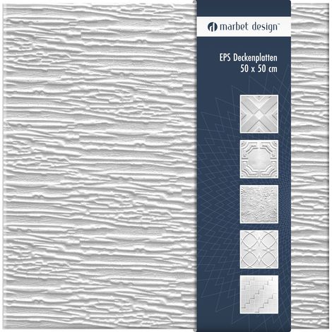 Marbet Design piastrelle per soffitto in polistirolo EPS bianco 50x50cm confezione economica: Dinastia, 2 m² / 8 pannelli