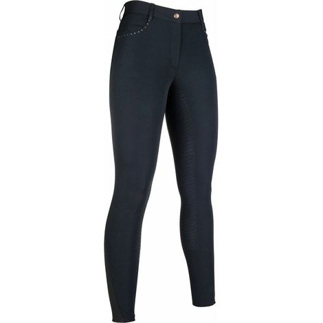 50 IT, marrone/rosa oro 2407: Pantalone da equitazione donna con grip totale modello Rosegold Glamour