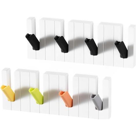 Juego de 2 soportes autoadhesivos para llaves de pared, ganchos para llaves de pared, ganchos de pared sin taladro con 4 ganchos, ganchos para llaves para entrada, cocina, oficina, baño, sala de estar (1/5)