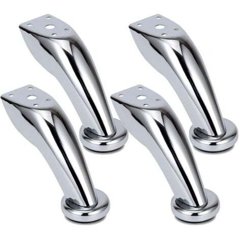 Set di 4 gambe per mobili, gambe spesse in acciaio inox per divani, finitura cromata, gambe per armadi, letti e divani, adatte a divani, sedie, sgabelli e mobili contenitori.
