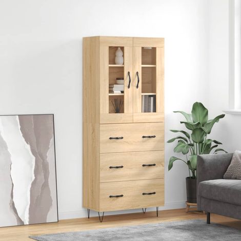 Highboard Sonoma-Eiche 69,5x34x180 cm Holzwerkstoff (1/5)