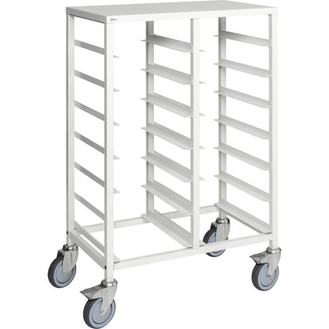 Kongamek Tablettwagen 720x430x1095mm pulverbeschichtet mit Platz für 14 Tabletts