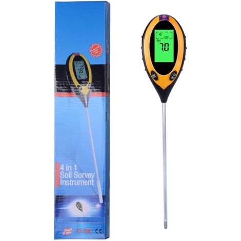 Ahlsen 4-in-1-Bodenmessgerät, Bodentester mit Licht, pH-Wert, Temperatur und Luftfeuchtigkeit, Boden-PH-Messgerät mit LCD-Display, Bodenmessgerät für Garten, Landwirtschaft und Pflanzen im Freien