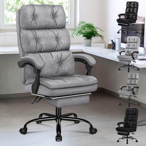 Ergonomischer Bürostuhl mit Fußstütze, Hohe Rückenlehne, Neigbar Grau (1/5)