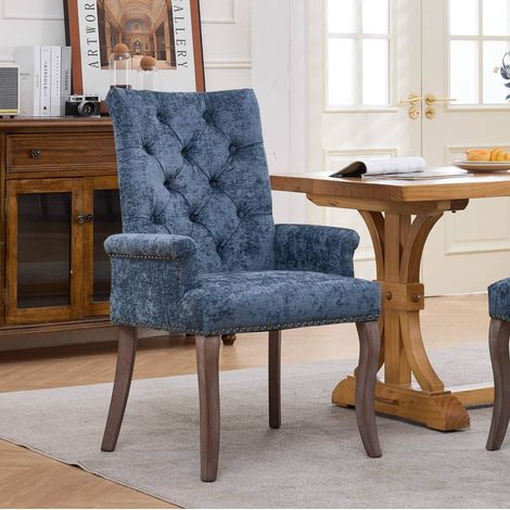 Sedia pranzo imbottita con braccioli in ciniglia OKMYHOME (1/5)