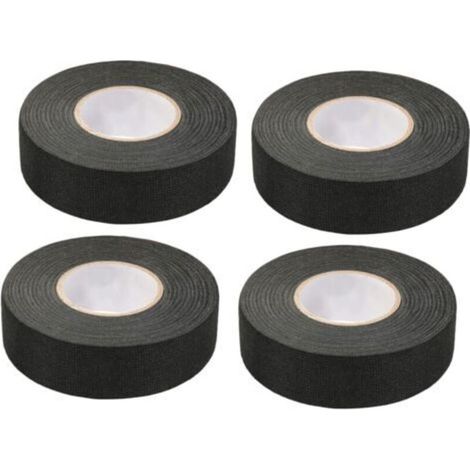 4 Stück schwarzes Kfz-Klebeband (1,5 cm x 15 m) – Textilklebeband für Autos, Hochtemperaturklebeband, Hochleistungsklebeband, Stoffklebeband, Kabelbaumklebeband für Autos – Crezuo