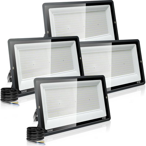 【4PCS】500W spot led extérieur 50000LM IP66 Imperméable Projecteur LED Exterieur Super Brillant Eclairage Extérieur Blanc froid(6000k) Sécurité spot led pour stades, usines, Parking, garage, jardin (1/5)