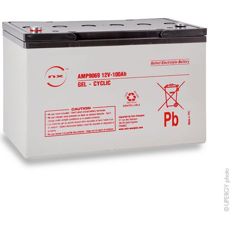 NX – Batterie plomb étanche gel 12V 100Ah – Technologie gel pour décharges profondes – Dimensions 330x173x220mm – Poids 28,9kg - NX 100-12