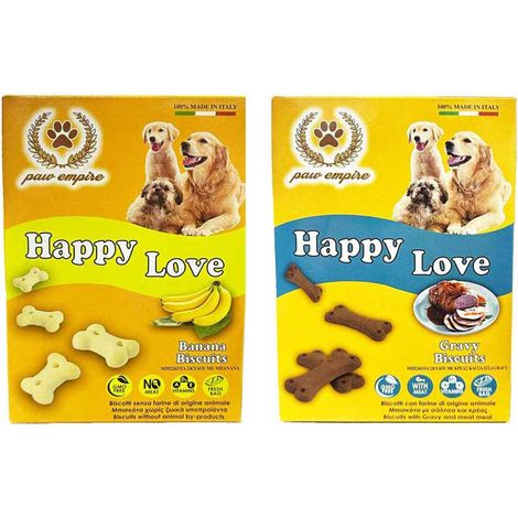 Lupex Shop – Biscotti per cani Happy Love 100% made in italy 300g, gusto Banana + Gravy