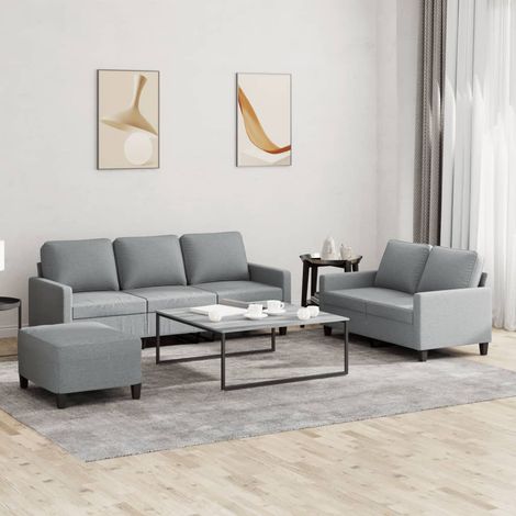 vidaXL Ensemble de canapés 3 pcs avec coussins Gris clair Tissu (1/5)