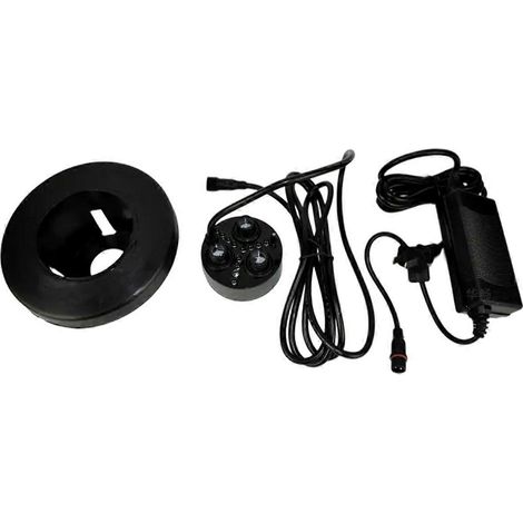 Atomiseur à 12 LED de couleur, adapté aux fontaines et aux bassins, avec adaptateur secteur. (1/5)