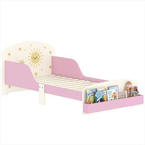 Lit enfant 70 x 140 cm avec barrière de sécurité et rangement MDF (1/5)