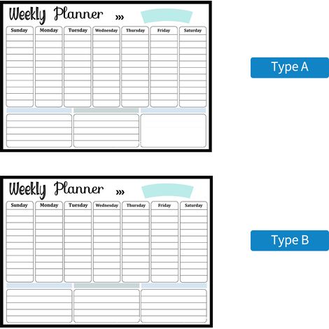 Tableau blanc magnétique effaçable à sec, autocollant flexible pour calendrier, calendrier, agenda, liste de tâches, bloc-notes mural, 42 x 30 cm (16,5 x 11,8 pouces). (1/2)