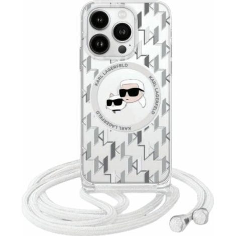 Karl Lagerfeld KLHMP16SHCKCKLCT iPhone 16 6.1 transparente Hartschalen-Umhängetasche IML Crossbody Monogram Karl & Choupette Head MagSafe (1/5)