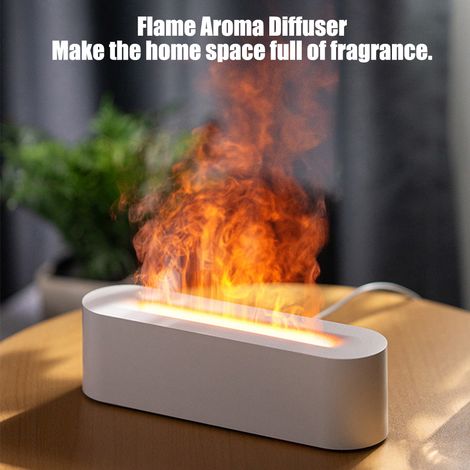 Humidificateur à diffuseur de flamme, arrêt automatique, huile essentielle de 150 ml, 3 modes de minuterie, veilleuse simulée silencieuse à 7 couleurs, USB Air pour la maison, la chambre à coucher et (1/5)