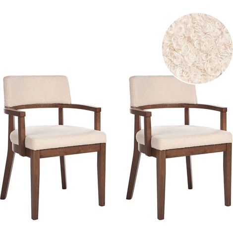 Set of 2 Dining Chairs DALBO Boucle Light Beige (1/5)