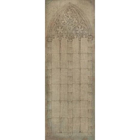 Papier peint panoramique beige & marron baroque | Tapisserie panoramique salon | Papier peint panoramique fenêtre église pour couloir - 280 x 100 cm (1 pièce) (1/2)