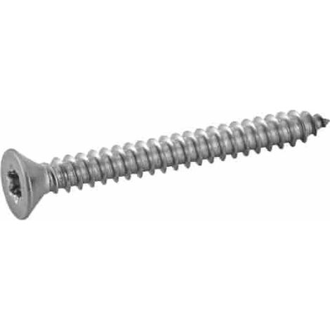 200 Vis à Tôle Tête Fraisée Six Lobes 4.8 x 38 mm - ISO 14586 - DIN 7982 - Inox A2 - D-Work