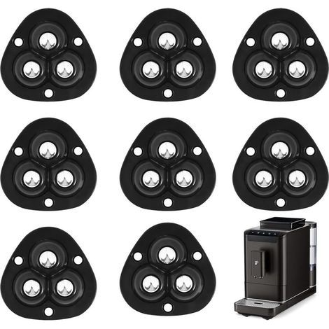 Lot de 8 roulettes à billes plates autocollantes pour meubles, charges lourdes, universelles à 360 °, pour le transport de meubles, ustensiles de cuisine, appareils électriques (noir) (1/5)