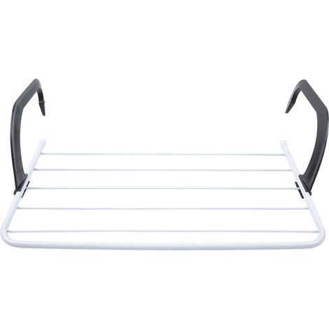 Étendoir à linge pliable Inox Sans marque Modèle M/L Accroche radiateur balcon Résistant chaleur antirouille blanc (1/5)