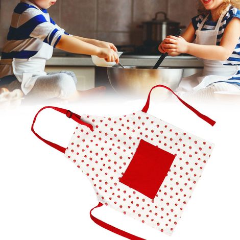 Tablier de cuisine enfant fraise rouge pour la pâtisserie et la peinture