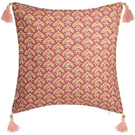 Housse de Coussin Imprimé "Hindou" 40x40cm Rouge (1/4)