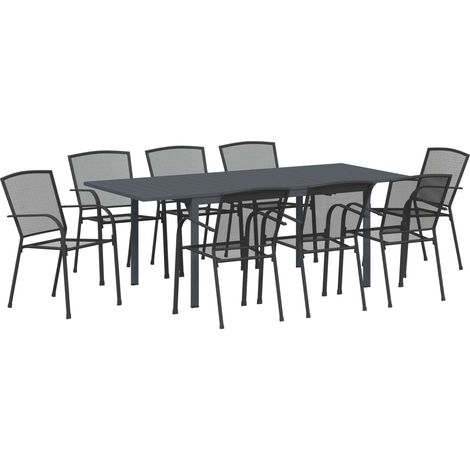 Maison Exclusive - Garten Essgruppe 9 Stk. Anthrazit Stahl (1/5)