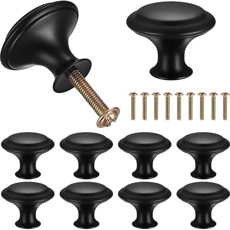 Boutons de Tiroir de Meuble Ronds en de Portes pour Placards Poignée de CuisineBouton 27x21mm 10 pièces Noir (1/5)