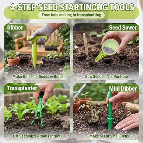 D'outils de Semoir de Plantoir à Bulbes - Jardinière à Bulbe pour Plantation - Outil de Jardinage pour Semis de Légumes et de Fleurs Vert Clair (1/3)