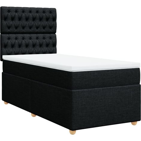 Maison Exclusive - Sommier à lattes de lit avec matelas Noir 90x190 cm Tissu (1/5)