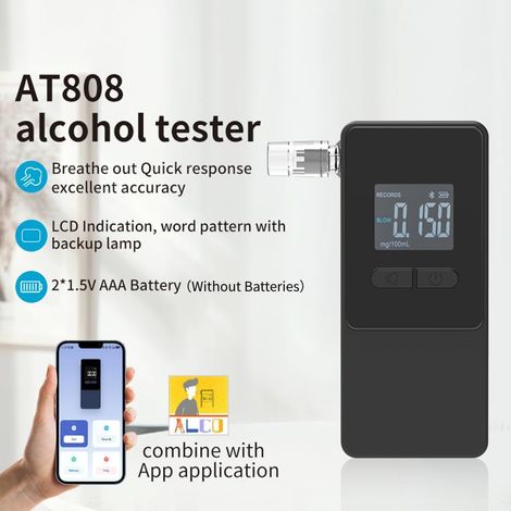 Etilometro e tester dell'alcol con 5 bocchini Alcootest Home Pro ad alta precisione (nero) (1/4)