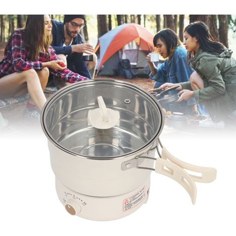 Olla a presión eléctrica, 500 W, con asa extensible, 1,6 l, para camping/residencias estudiantiles, multifuncional (ABS, acero inoxidable, 18 cm) (1/5)