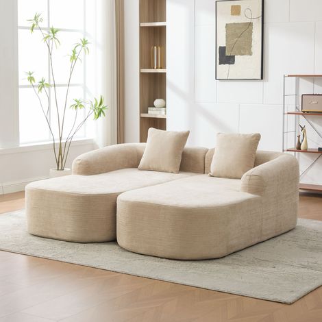 Sofa modulare in tessuto chenille, imbottito con schiuma ad alta elasticità 30D. Facile da spostare e con fondo antiscivolo, ideale per soggiorni e altri ambienti. LIGHT KHAKI (1/5)
